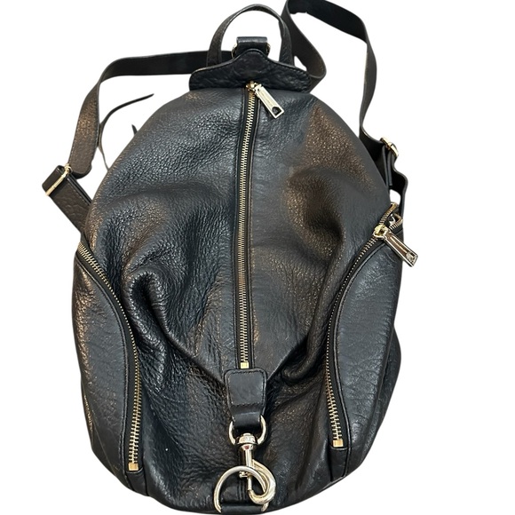 Rebecca Minkoff Handbags - REBECCA MINKOFF backpack Black leather leopard interior full size
